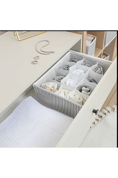 ÖZDAL EV TEKSTİL 12 Section Grey Drawer Organizer