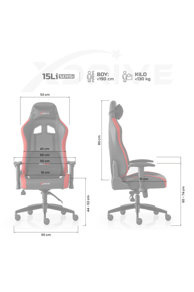 XDrive 15'li Plus Profesyonel Oyuncu Koltuğu Kırmızı/siyah
