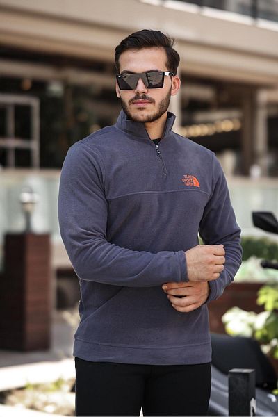 Miron Φούτερ Unisex Smoked Fleece - Stand Collar, Half Zipper - 2321