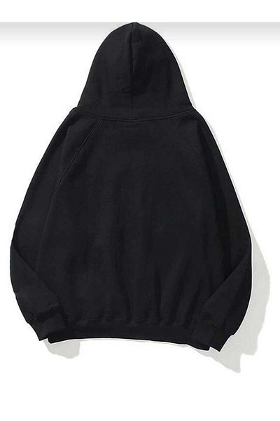 Moda Işık Hanorac negru unisex de bază cu glugă - 100% bumbac