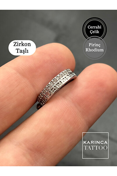 Karınca Piercing Medusa Versa Rhodium Çelik Zirkon Taşlı Ear Cuff Orbital Conch Piercing Nipple Kulak Halka Küpe