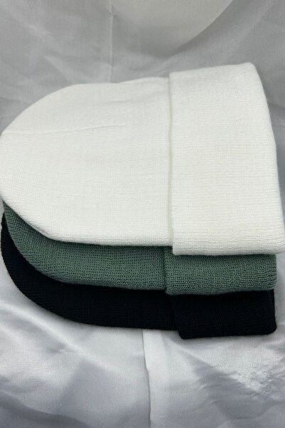 KISCHE 3 Pieces Unisex Men's Women's Flexible Comfortable Winter Windproof Black, White, Green Beanie