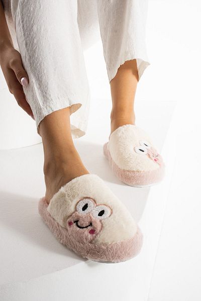 Efolle Women's Frog Figured Silent Sole Plush House Slippers