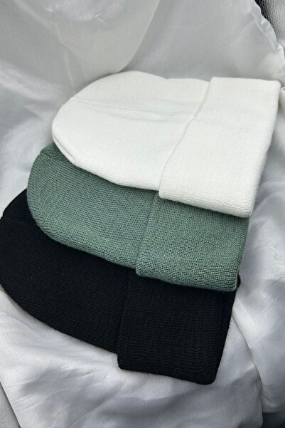 KISCHE 3 Pieces Unisex Men's Women's Flexible Comfortable Winter Windproof Black, White, Green Beanie