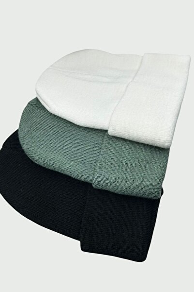KISCHE 3 Pieces Unisex Men's Women's Flexible Comfortable Winter Windproof Black, White, Green Beanie