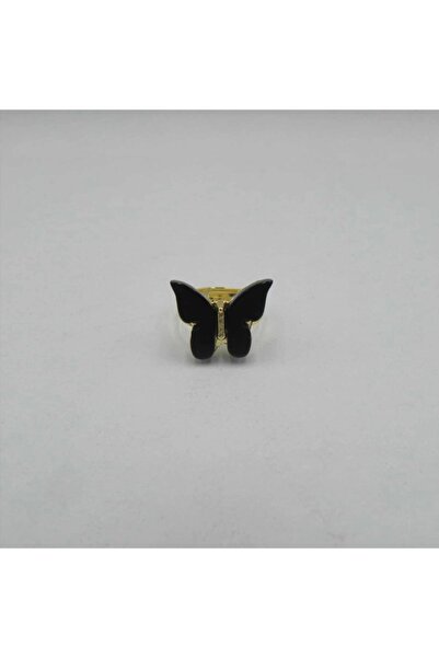 Tralles Takı Adjustable Gold Black Butterfly Ring