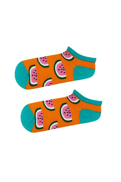 CARNAVAL SOCKS Оранжеви чорапи до глезена с шарка на резен диня