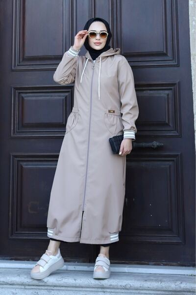 ALNİSS COLLECTİON Ribana Detaylı Fermuarlı Su Geçirmez Tam Boy Uzun Trençkot ...