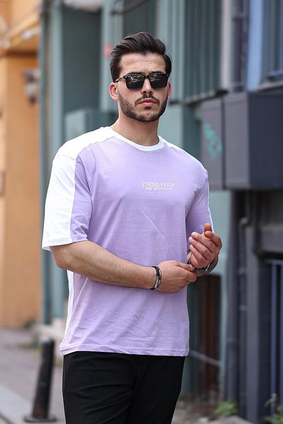 Miron Λιλά Λευκό Oversize T-Shirt - Strong Finish Print, Κοντό μανίκι - 2411