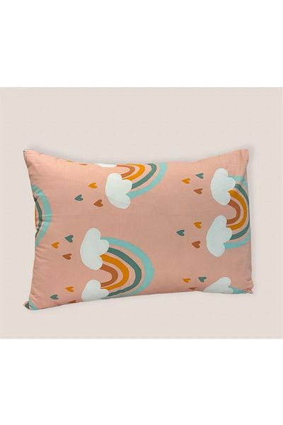Zorluteks Cloudy Rainbow Patterned 100% Cotton Fabric 2 Pieces Pillow Case 50X70 cm