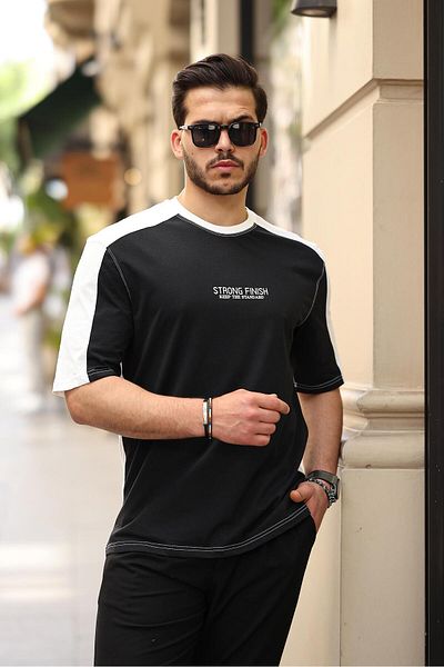 Miron Μαύρο Λευκό Μπλουζάκι με στάμπα με κοντό μανίκι με στάμπα - 2411