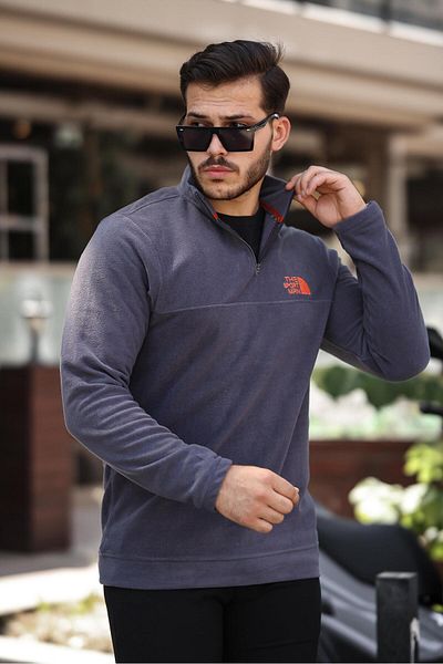 Miron Φούτερ Unisex Smoked Fleece - Stand Collar, Half Zipper - 2321