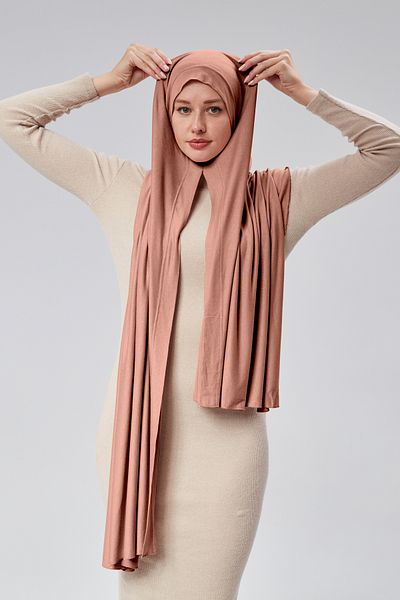 Sonbaharmoda Γυναικείο χτενισμένο βαμβακερό σάλι χιτζάμπ έτοιμο Πρακτικό κουμπωτό μπορεί να φορεθεί εύκολα Μακρύ βαμβακερό σάλι τεσσάρων εποχών