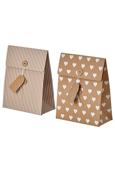 IKEA Vinterfint 2 Adet 20x26 cm Bej Kahverengi Hediye Paketi Çantası Poşeti