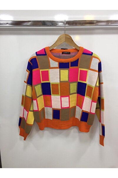 DEMİRLER Çok Renkli Crop Bisiklet yaka Kazak