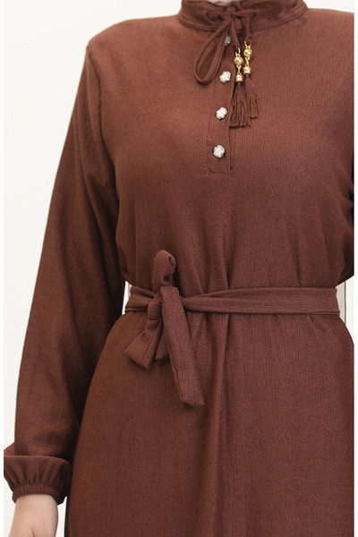 sefamerve Φόρεμα Judge Collar Buttoned 5025-02 Tan