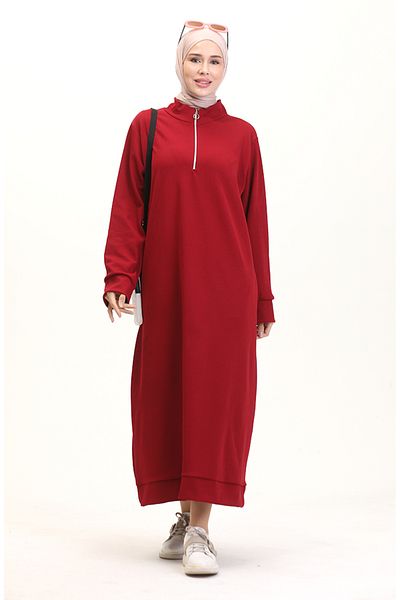 sefamerve Rollkragen-Sportkleid 0282-07 Weinrot