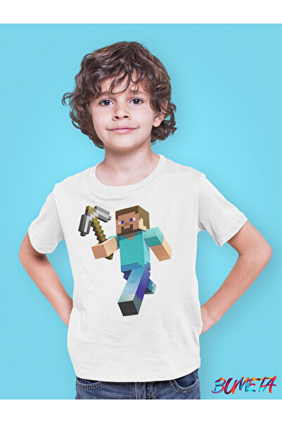 Bumeta Minecraft Steve Karakter Oyun Game Çocuk Tişört T-shirt