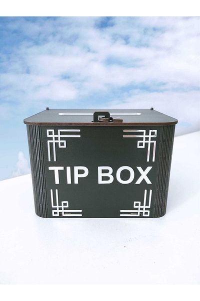 ayt reklam atölyesi Decorative Black Wooden Type Box Box Tip Box Piggy Bank
