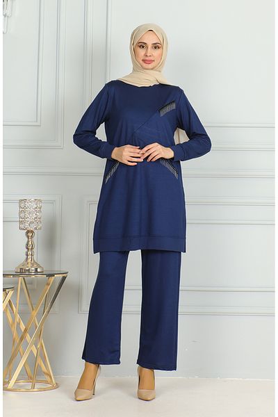 sefamerve Navy Blue 20042-01 Σετ με φούντα και παντελόνι