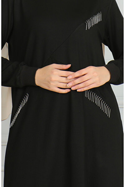 sefamerve Black Tunic and Trousers Double Set - Tassel Detailed 20042-02