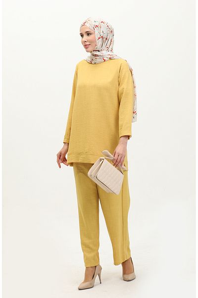 sefamerve Mustard Tunic and Trousers Double Set - 20033-01