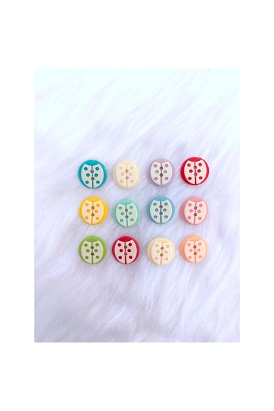 Zedhobi 24 Adet 15 Mm Karışık Renkli Uğur Böceği Desenli Düğme
