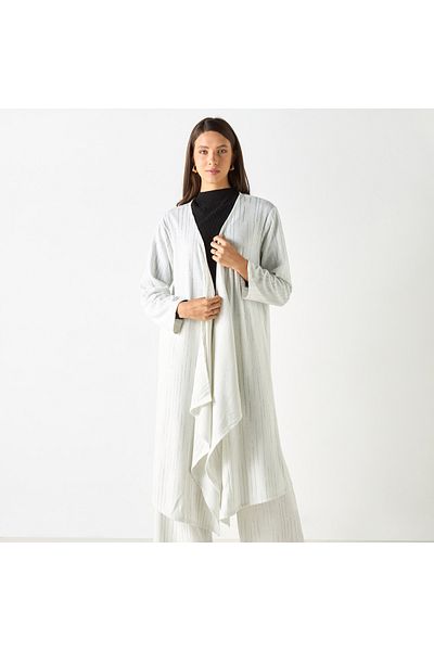 Iconic Textured Longline Shrug with Long Sleeves