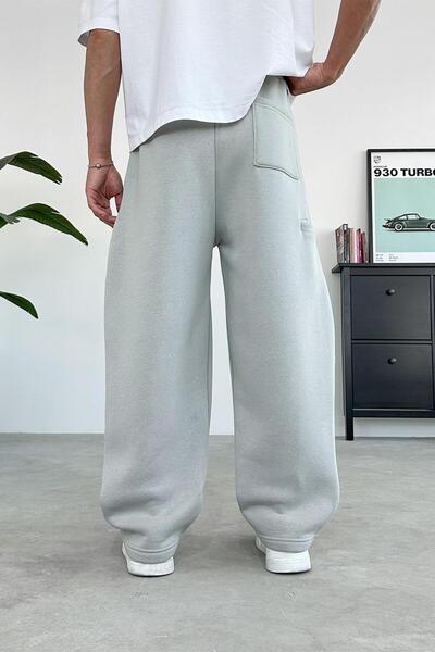 HAFKAGİYİM Γκρι ζεστή βασική πλισέ φαρδιά φόρμα