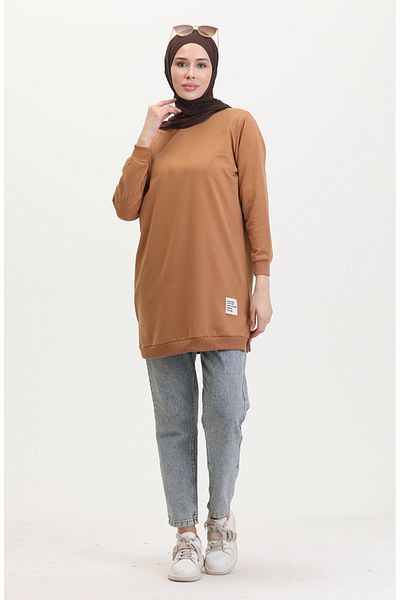 sefamerve Slit Sports Tunic 0529-08 Tan