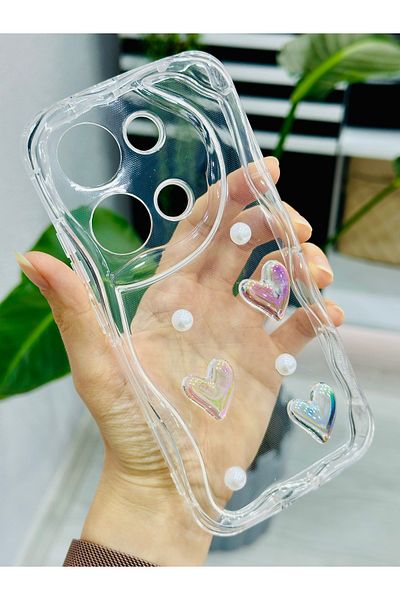 Go Aksesuar حافظة سيليكون مطبوعة بتصميم لعبة القلب اللؤلؤي متوافقة مع Xiaomi Redmi Note 13 Pro 4g