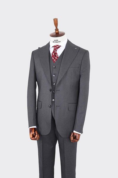 Kadir Büyükkaya Modern Cut Men's Suit with Vest - Comfortable and Stylish-Kav1069W