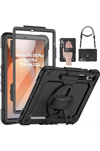 m.tk moveteck Galaxy Tab S9 Fe Plus 12.4" Sm-X610 Compatible Tablet Case S Pen Pen Compartment Protective Straped Armor