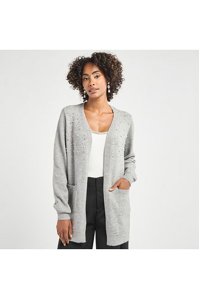 FAV Embellished Cardigan with Long Sleeves and Pockets