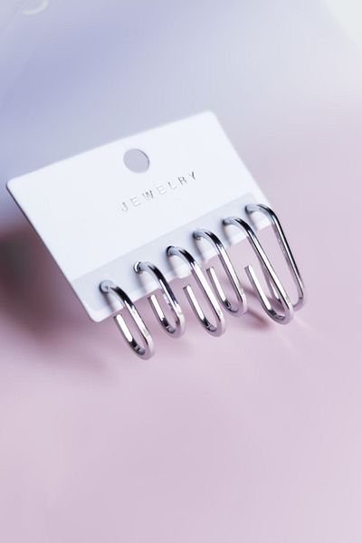 Diloshtrend Design Set of 6 Decorative Silver Tone Earrings