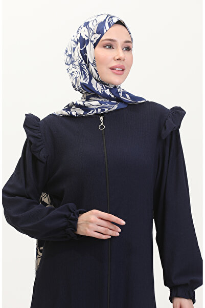 sefamerve Fırfırlı Ferace 1055-05 Lacivert