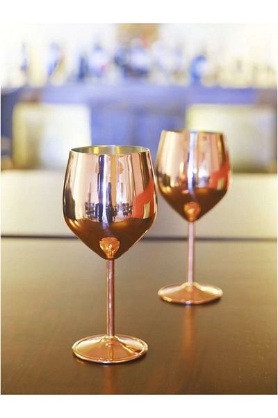 Bakır Concept Bright Copper Colored Modern Copper Goblet - Set of 2