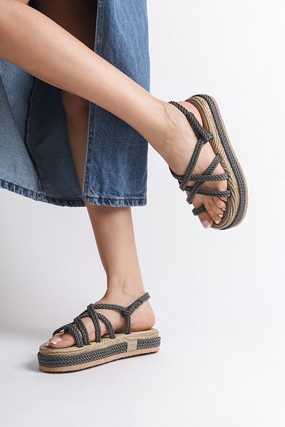 Capone Outfitters Dámské sandály se stahovací šňůrkou na klínovém podpatku