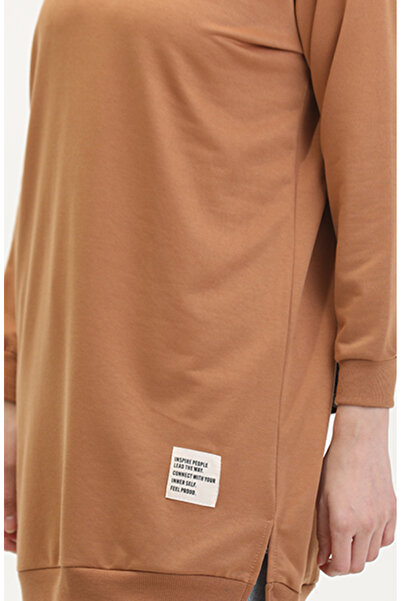 sefamerve Yırtmaçlı Spor Tunik 0529-08 Taba