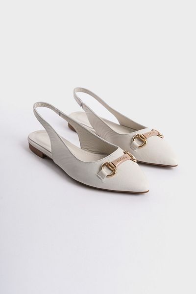 Capone Outfitters Damen-Ballerinas aus echtem Leder mit spitzer Zehenpartie und offener Schnalle hinten
