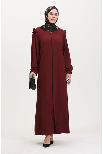 sefamerve Claret Red Frilly Ferace - Μοντέλο 1055-03