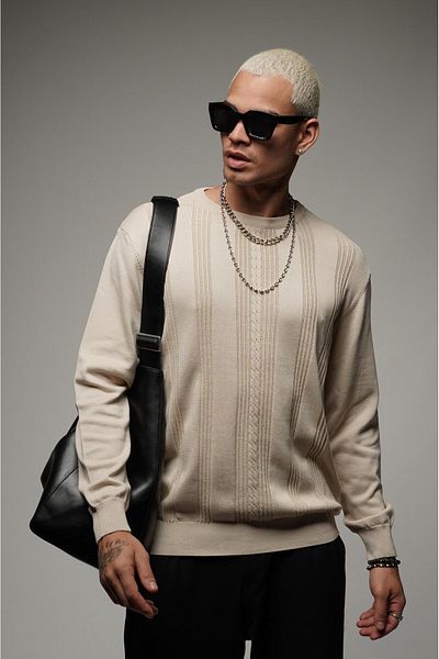 Butik Crew Neck Ribbed Oversize Knitwear Sweater