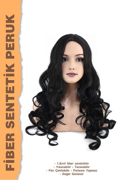 KONAK PERUK Long Wavy Fiber Synthetic Wig - Dark Chestnut