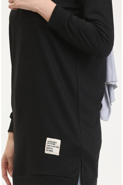 sefamerve Yırtmaçlı Spor Tunik 0529-01 Siyah