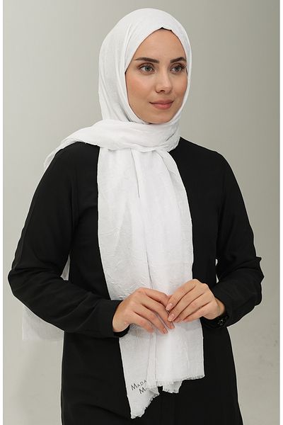 sefamerve Σάλι Madame Mary Bamboo Crass 19083-04 Λευκό