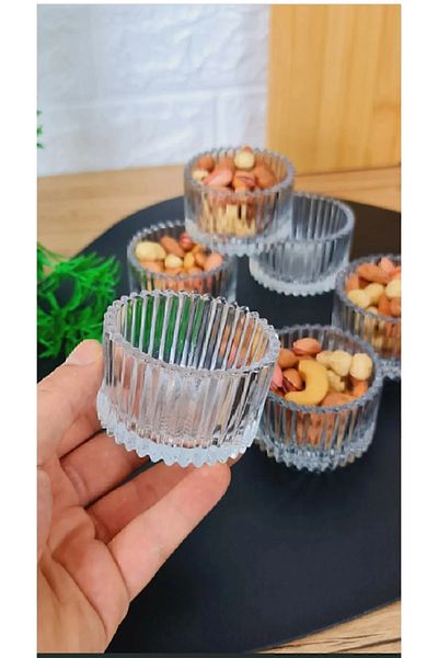 Çeyizci Çarşı Sultana 6 Piece Glass Snack Bowl Presentation Magnolia-Magnolia Bowl