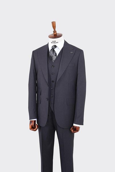 Kadir Büyükkaya Men's Vest Wide Collar Suit - Double Button, Vest - Kaw1091W