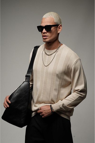 Butik Crew Neck Ribbed Oversize Knitwear Sweater
