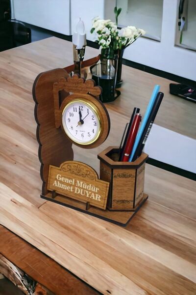 wooden gift design Kişiye Özel Istasyon Saati Görünümlü Ahşap Masa Isimliği V...