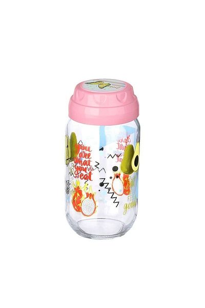 CEKAVE Vintage Decorative Patterned Glass Jar 1000 ml - 33.8 oz - Avocado